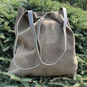 Universal Thread Goods Co Rich Deep Green Raw Suede Leather Tote Handbag